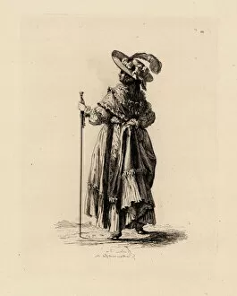 Chapeau Gallery: Woman lifting the hem of her dress, era of Marie Antoinette