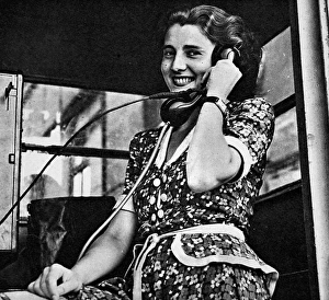 Woman making a telephone call, West Berlin, 1948 Woman making a telephone call, West Berlin, 1948