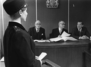 Witness Gallery: Woman police officer giving evidence in court, London