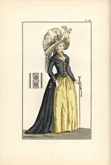 Woman in redingote with four collars, wearing Woman in redingote with four collars, wearing