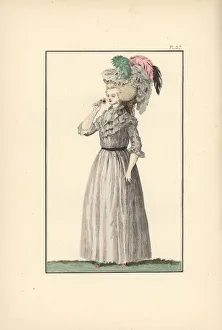 Woman in see-through muslin shirt dress, 1788 Woman in see-through muslin shirt dress, 1788