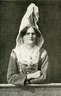 Woman in traditional headdress, Normandy, Northern France Woman in traditional headdress, Normandy, Northern France
