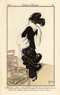 Broders Gallery: Woman in velvet dress with chiffon double tunic