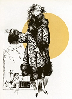 Woman wearing a ocelot coat with fur trim 1922 Woman wearing a ocelot coat with fur trim 1922
