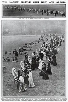Women competitors at Ranelagh, Dublin, playing in a competition. Date: 1909 Women competitors at Ranelagh, Dublin, playing in a competition. Date: 1909