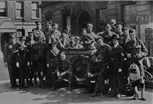 Two women police sergeants with Canadian troops, WW1 Two women police sergeants with Canadian troops, WW1