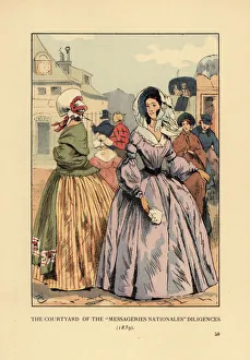 Women waiting for stage coaches in Paris, 1839 Women waiting for stage coaches in Paris, 1839