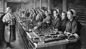 Sardine Gallery: Women working in a cannery, Brittany, Northern France