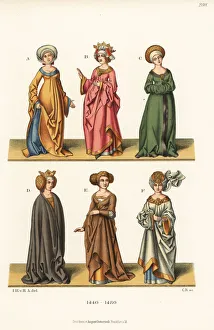 Women's costumes of the mid 15th century Women's costumes of the mid 15th century