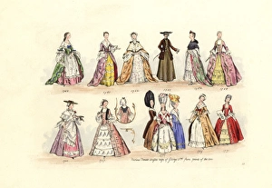 Womens fashion from 1760-1771, from prints Womens fashion from 1760-1771, from prints