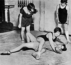 Women's wrestling school in Vauxhall, 1928 Women's wrestling school in Vauxhall, 1928