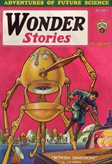 Wonder Stories Scifi Magazine Cover, Between Dimensions Wonder Stories Scifi Magazine Cover, Between Dimensions