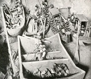 Wooden statues of servants found during excavation, Egypt Wooden statues of servants found during excavation, Egypt