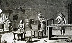 Workshop handmade candles. 18th century. Engraving Workshop handmade candles. 18th century. Engraving