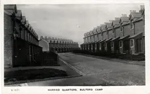 Prints of World War One Period Army Camp, Bulford, Salisbury, near Amesbury, Wiltshire, England. Showing the Married Quarters. Date: 1910s Salisbury Prints: World War One Period Army Camp Print, Bulford, Salisbury