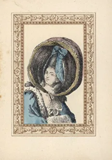 Wpman in a round bonnet called a turned-up calash Wpman in a round bonnet called a turned-up calash