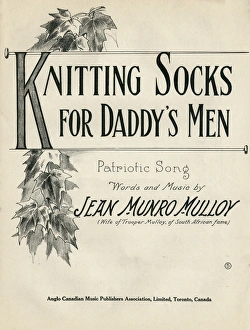 WW1 Canadian knitting song, music sheet cover WW1 Canadian knitting song, music sheet cover