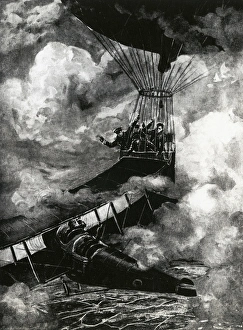 Colliding Gallery: WW1 - Close encounter between aeroplane and balloon