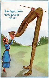 WW1 - Comic Postcard - The Long and the Short of it WW1 - Comic Postcard - The Long and the Short of it