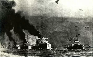 WW1 - German fleet sail to Scapa Flow, Scotland, UK