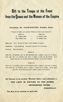 WW1 knitting, woollen belts - gift to the troops from Queen WW1 knitting, woollen belts - gift to the troops from Queen
