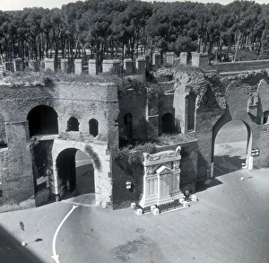WW1 memorial set against ancient wall, Rome WW1 memorial set against ancient wall, Rome