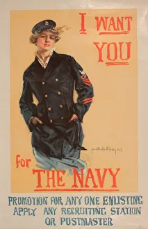 WW1 poster, I Want You for the Navy - promotion for anyone enlisting WW1 poster, I Want You for the Navy - promotion for anyone enlisting