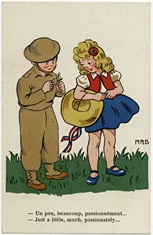 WW2 - British soldier checks his chances using flower petals