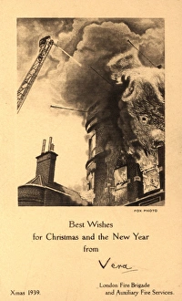 WW2 Christmas card, London Fire Brigade WW2 Christmas card, London Fire Brigade