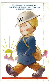 WW2 era - Comic Postcard - Something Accomplished WW2 era - Comic Postcard - Something Accomplished