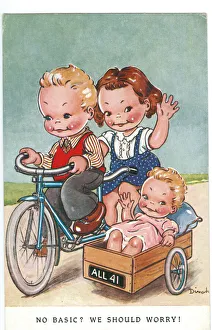 WW2 era - Comic Postcard - No Basic, we should worry WW2 era - Comic Postcard - No Basic, we should worry
