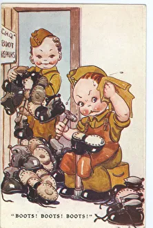 WW2 era - Comic Postcard - Boots, Boots, Boots WW2 era - Comic Postcard - Boots, Boots, Boots