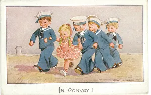 WW2 era - Comic Postcard - In Convoy WW2 era - Comic Postcard - In Convoy