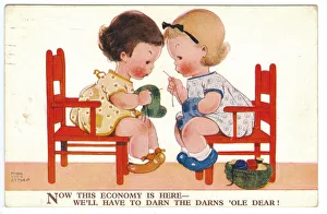 WW2 era - Comic Postcard - Now this economy is here WW2 era - Comic Postcard - Now this economy is here