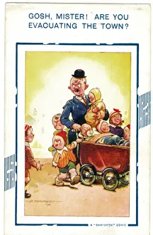 WW2 era - Comic Postcard - Are you evacuating the town WW2 era - Comic Postcard - Are you evacuating the town