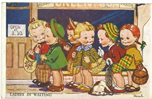 WW2 era - Comic Postcard - Ladies in Waiting WW2 era - Comic Postcard - Ladies in Waiting