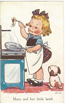 WW2 era - Comic Postcard - Mary and her Little Lamb WW2 era - Comic Postcard - Mary and her Little Lamb