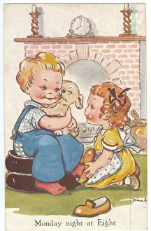 WW2 era - Comic Postcard - Monday Night at Eight WW2 era - Comic Postcard - Monday Night at Eight