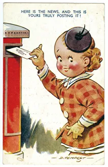 WW2 era - Comic Postcard - Here is the News WW2 era - Comic Postcard - Here is the News