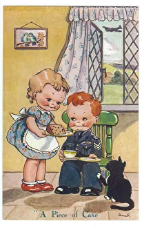 WW2 era - Comic Postcard - A Piece of Cake WW2 era - Comic Postcard - A Piece of Cake