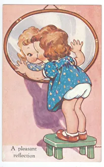 WW2 era - Comic Postcard - A Pleasant Reflection WW2 era - Comic Postcard - A Pleasant Reflection