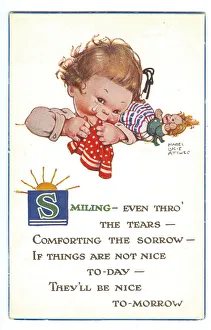 WW2 era - Comic Postcard - Smiling - even thro the tears WW2 era - Comic Postcard - Smiling - even thro the tears