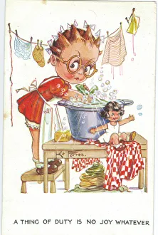 WW2 era - Comic Postcard - A thing of duty - no joy whatever WW2 era - Comic Postcard - A thing of duty - no joy whatever