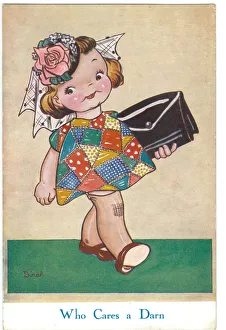 WW2 era - Comic Postcard - Who Cares a Darn WW2 era - Comic Postcard - Who Cares a Darn