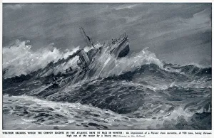 WW2 - Flower-Class Corvette in heavy seas - Atlantic Convoy WW2 - Flower-Class Corvette in heavy seas - Atlantic Convoy
