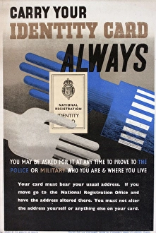 WW2 poster, Carry Your Identity Card Always WW2 poster, Carry Your Identity Card Always