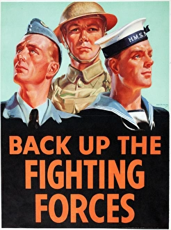 WW2 poster, Back up the Fighting Forces WW2 poster, Back up the Fighting Forces