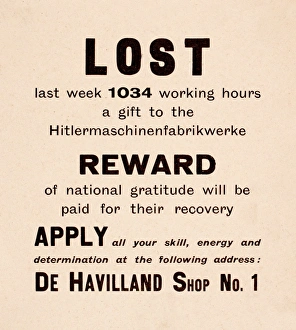 Recovery Gallery: WW2 poster, De Havilland productivity