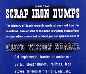 WW2 poster, Official scrap iron dumps WW2 poster, Official scrap iron dumps