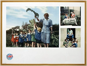WW2 poster, teacher and pupils on allotment WW2 poster, teacher and pupils on allotment